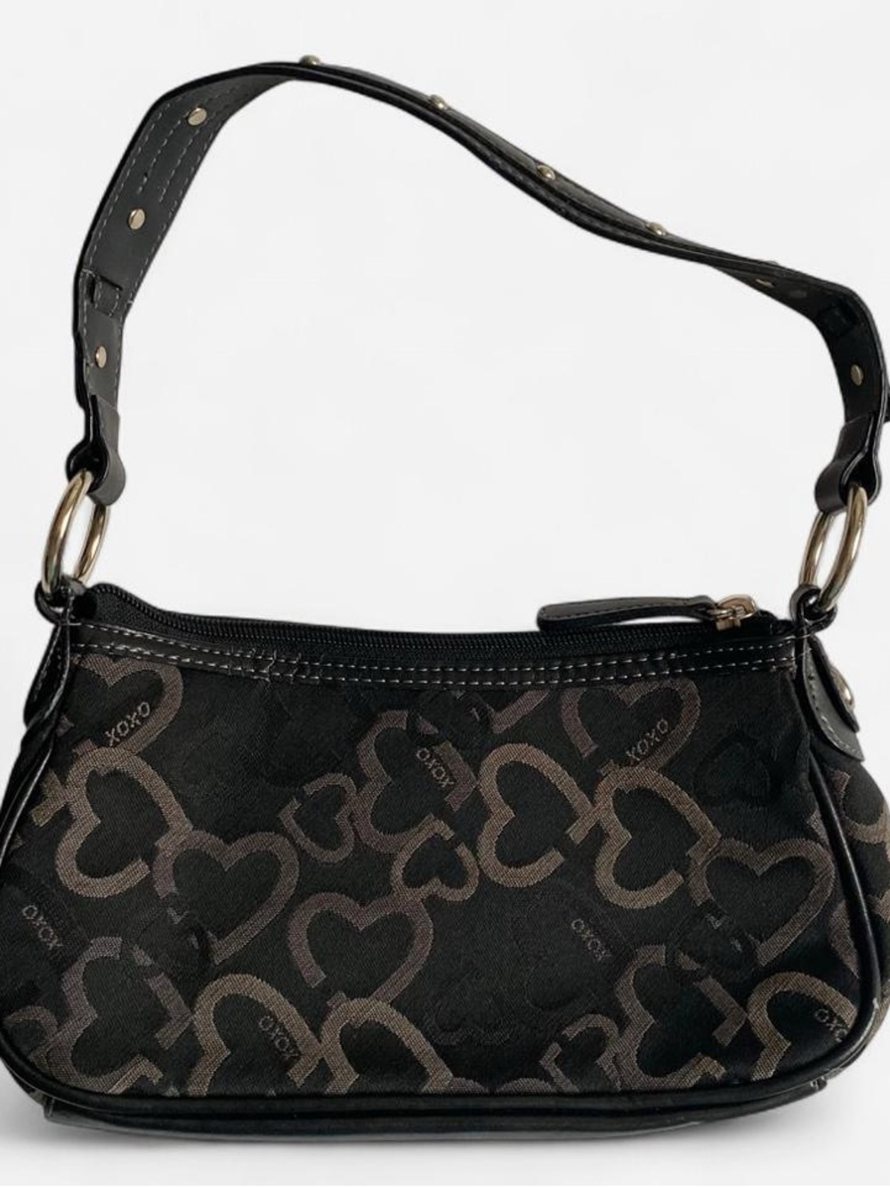 XOXO Black Heart-Print Shoulder Bag